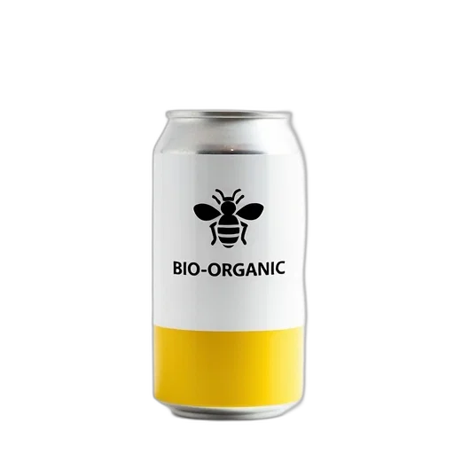 bottle, white, can, black, label, featuring, text, bio-organic transparent PNG cut-out