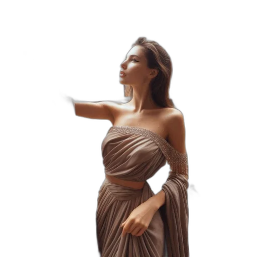 dress, jewelry, staff, photorealistic, oil painting, 3d render, concept art, earth tones transparent PNG cut-out