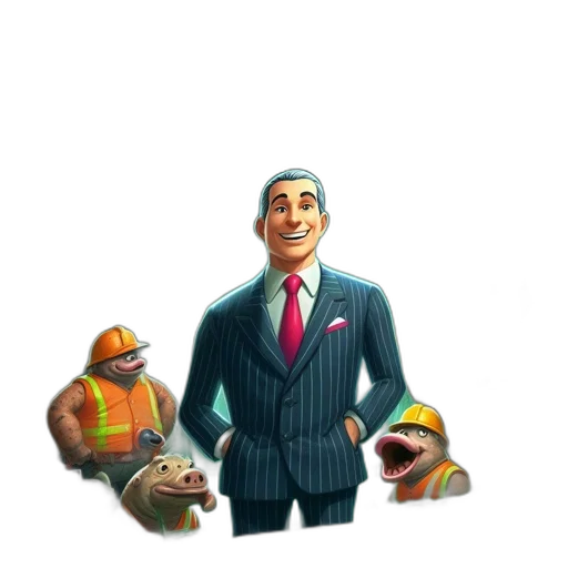 staff, robot, concept art, 3d render, cartoon, pixel art, city street, fire transparent PNG cut-out