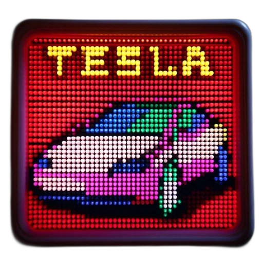 car, robot, pixel art, vaporwave, cyberpunk, neon lights, tesla, logo transparent PNG cut-out