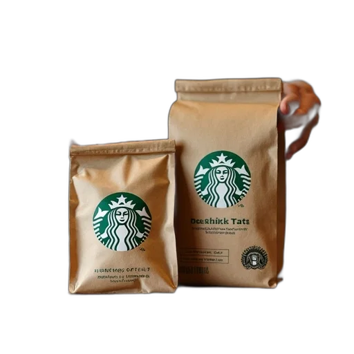 3d render, earth tones, starbucks, coffee, packs, display transparent PNG cut-out