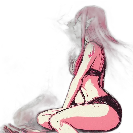 dress, mask, concept art, watercolor, fantasy art, anime, fire, neon lights transparent PNG cut-out