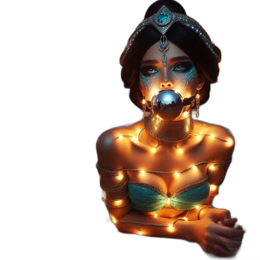jewelry, mask, crown, 3d render, concept art, cyberpunk, neon lights, woman transparent PNG cut-out