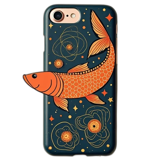 animal, outer space, retro, atomic, fish, print, iphone, case transparent PNG cut-out