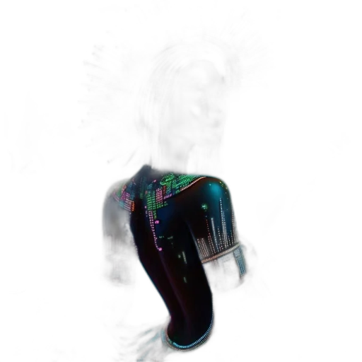 robot, mask, bottle, hair, concept art, cyberpunk, vaporwave, 3d render transparent PNG cut-out