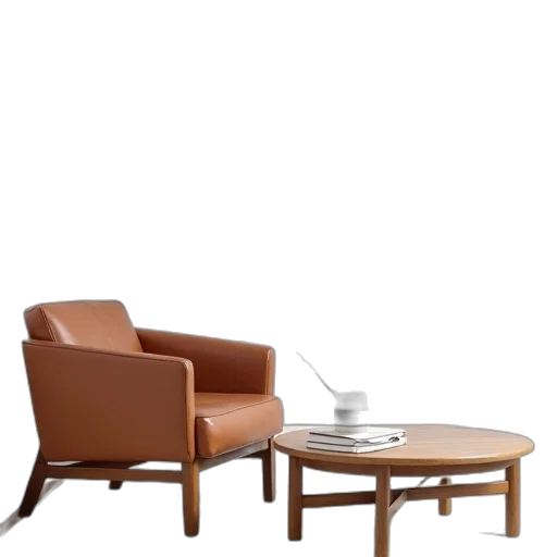 furniture, 3d render, earth tones, white transparent PNG cut-out