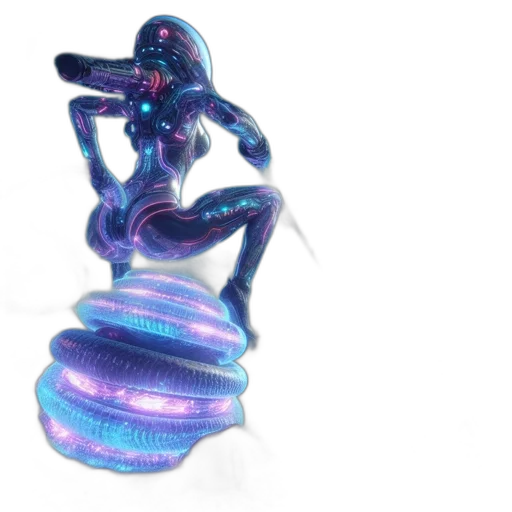 jewelry, vaporwave, 3d render, concept art, cyberpunk, neon lights, outer space, blue transparent PNG cut-out