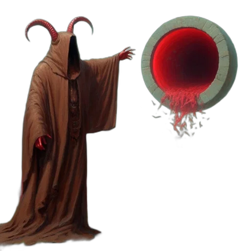 creature, staff, concept art, 3d render, red, enclosed, space, surrounding transparent PNG cut-out