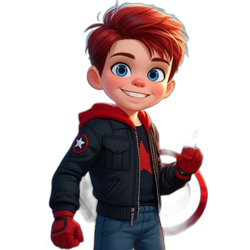 staff, jacket, cartoon, 3d render, concept art, comic book art, red, young transparent PNG cut-out