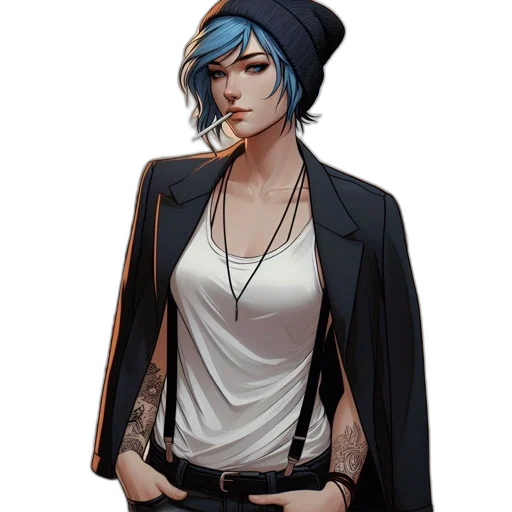 jacket, staff, dress, jewelry, concept art, comic book art, pixel art, cyberpunk transparent PNG cut-out