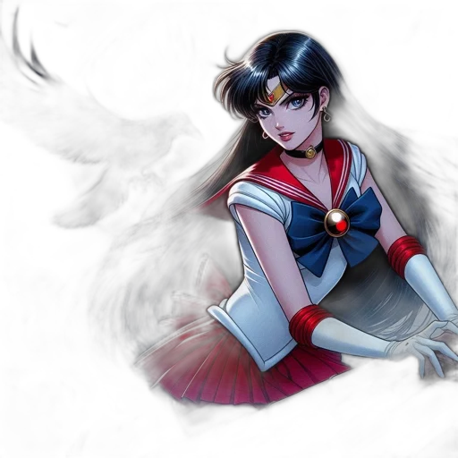 concept art, anime, fantasy art, comic book art, red, animated, female, sailor transparent PNG cut-out