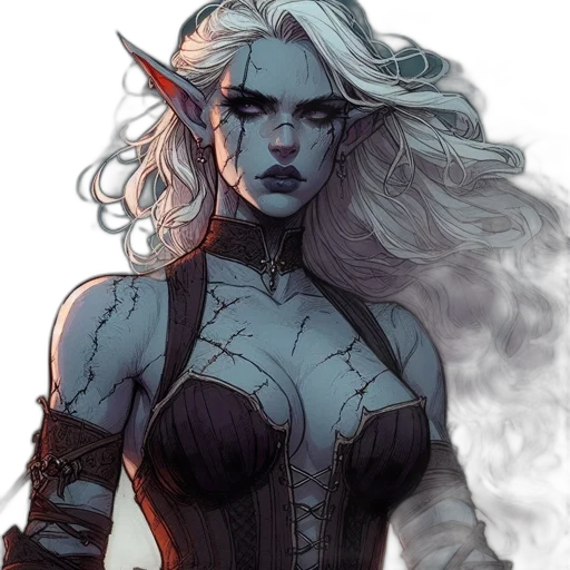 fantasy art, comic book art, concept art, watercolor, dark, blue, red, monochrome transparent PNG cut-out