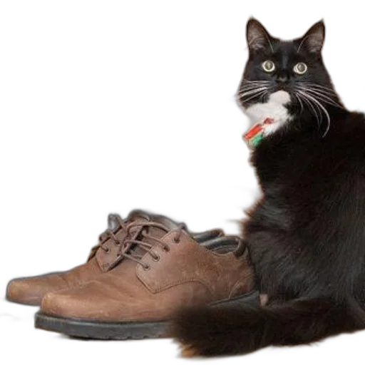 shoes, staff, animal, creature, photorealistic, black, cat, red transparent PNG cut-out