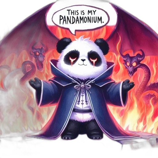 concept art, fantasy art, comic book art, pixel art, fire, animated, panda, robe transparent PNG cut-out