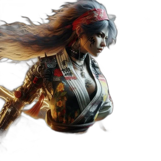 concept art, cyberpunk, fantasy art, comic book art, character, silver, hair, traditional transparent PNG cut-out