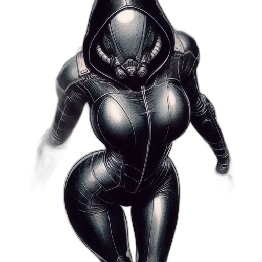 robot, mask, jacket, creature, concept art, comic book art, cyberpunk, fantasy art transparent PNG cut-out