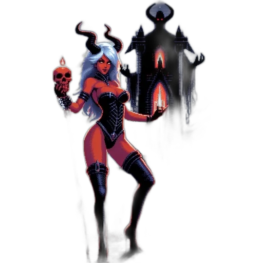 creature, staff, mask, concept art, fantasy art, pixel art, comic book art, fire transparent PNG cut-out