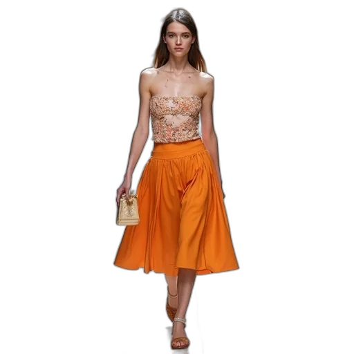 dress, earth tones, golden, fashion, report, spring, 2020, runway transparent PNG cut-out