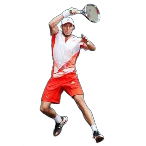 staff, photorealistic, 3d render, tennis, player, action, wearing, orange transparent PNG cut-out