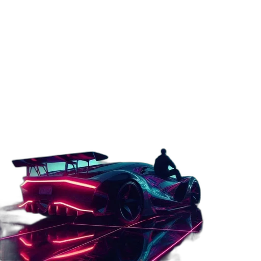 car, weapon, robot, creature, concept art, cyberpunk, 3d render, vaporwave transparent PNG cut-out