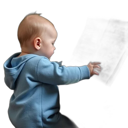 jacket, face, photorealistic, 3d render, concept art, pencil sketch, baby, blue transparent PNG cut-out