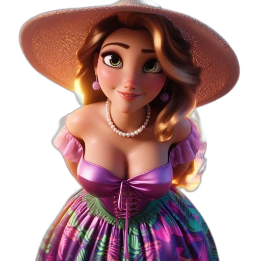 dress, hat, jewelry, crown, 3d render, concept art, cartoon, photorealistic transparent PNG cut-out