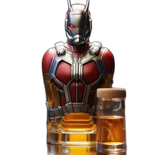 bottle, robot, 3d render, concept art, image, depicts, decorative, ant-man transparent PNG cut-out