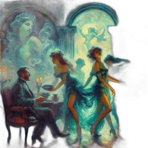 concept art, fantasy art, oil painting, comic book art, underwater, night, fire, fog transparent PNG cut-out