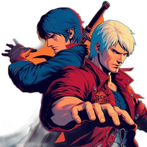 jacket, concept art, comic book art, pixel art, fantasy art, fire, red, blue transparent PNG cut-out