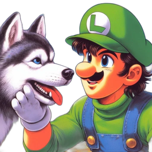 animal, concept art, watercolor, pixel art, comic book art, green, monochrome, luigi transparent PNG cut-out