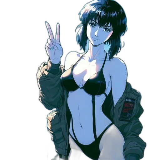jacket, weapon, robot, dress, cyberpunk, concept art, anime, vaporwave transparent PNG cut-out