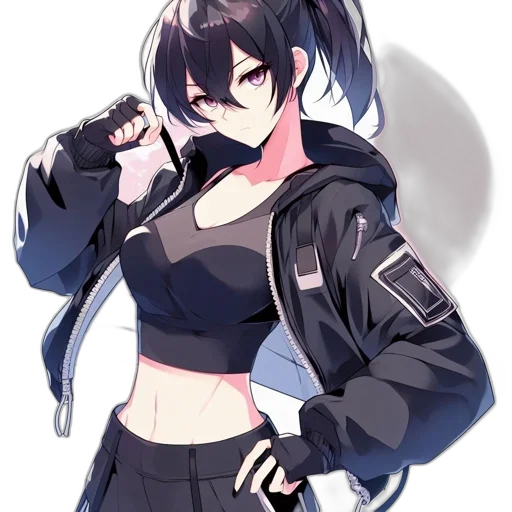 jacket, weapon, sword, staff, anime, cyberpunk, concept art, pixel art transparent PNG cut-out