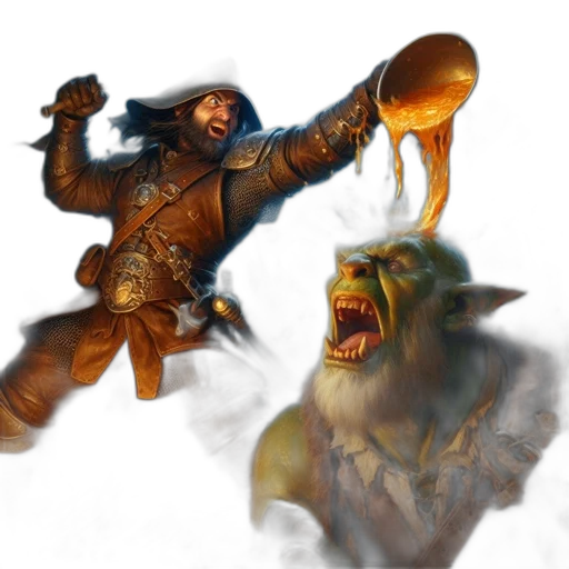 fantasy art, concept art, photorealistic, man, medieval, armor, pours, potion transparent PNG cut-out