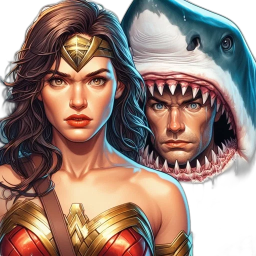 comic book art, concept art, fantasy art, underwater, two, characters, intense, expressions transparent PNG cut-out