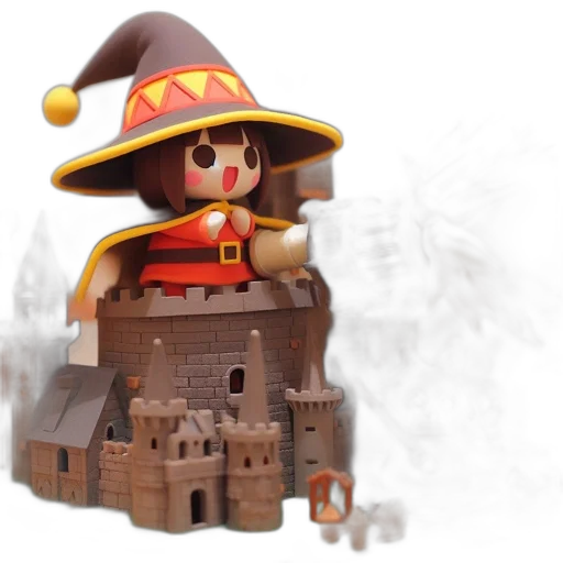 hat, staff, 3d render, concept art, fantasy art, pixel art, fire, fog transparent PNG cut-out