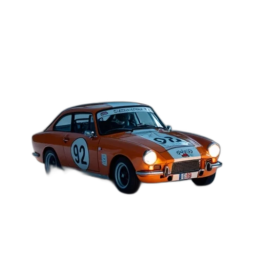 car, 3d render, photorealistic, concept art, pixel art, small, orange, number transparent PNG cut-out