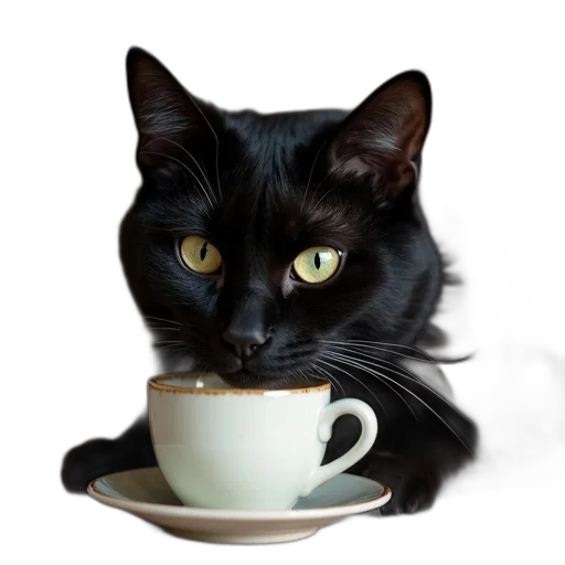 animal, staff, food, photorealistic, 3d render, black, cat, smiling transparent PNG cut-out
