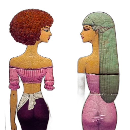 dress, concept art, fantasy art, vaporwave, pixel art, pastel, two, women transparent PNG cut-out