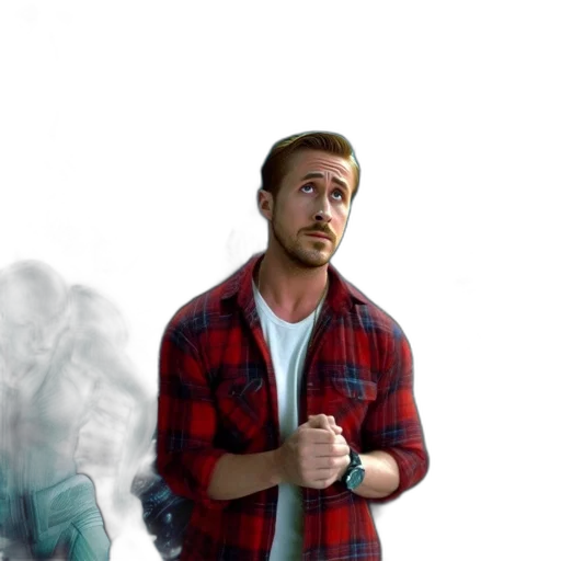 jacket, concept art, photorealistic, vaporwave, comic book art, fog, fire, forest transparent PNG cut-out