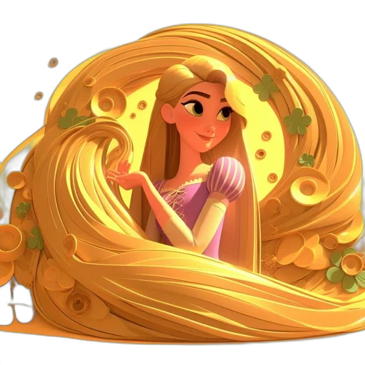concept art, fantasy art, cartoon, comic book art, golden, animated, female, wears transparent PNG cut-out