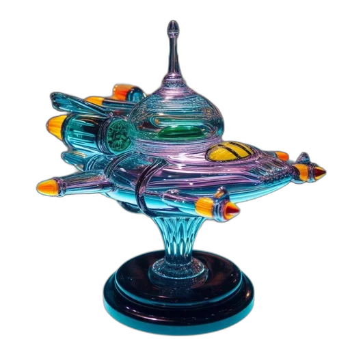 weapon, jewelry, 3d render, outer space, futuristic, glass, spaceship, sculpture transparent PNG cut-out