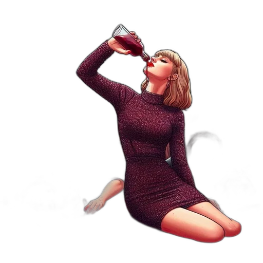 dress, bottle, 3d render, photorealistic, concept art, pixel art, woman, pours transparent PNG cut-out