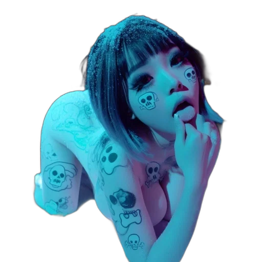 creature, face, robot, dress, cyberpunk, photorealistic, vaporwave, concept art transparent PNG cut-out