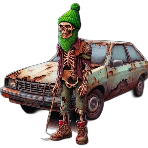 car, jacket, hat, mask, concept art, 3d render, pixel art, photorealistic transparent PNG cut-out