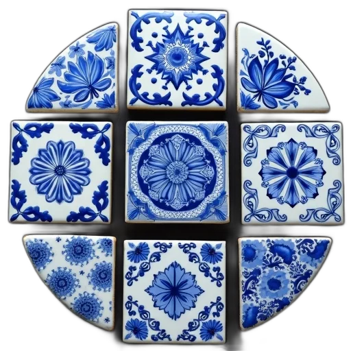 jewelry, food, blue, monochrome, collection, six, white, porcelain transparent PNG cut-out