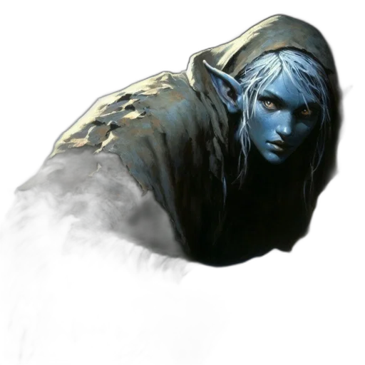 face, mask, creature, staff, concept art, fantasy art, comic book art, watercolor transparent PNG cut-out