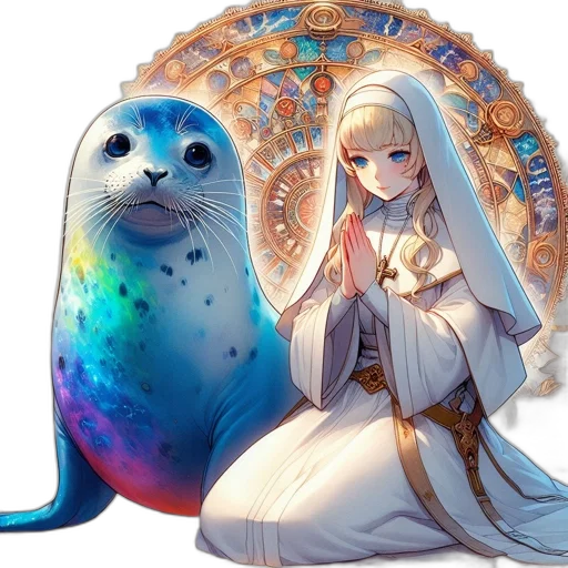sword, dress, animal, fantasy art, concept art, anime, pixel art, underwater transparent PNG cut-out
