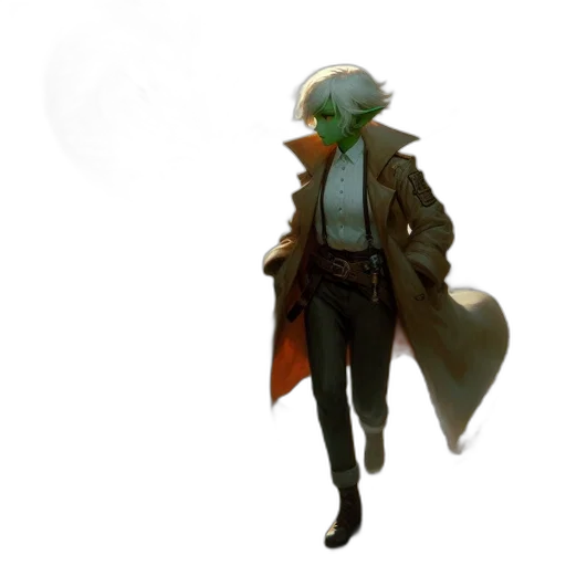 jacket, staff, creature, mask, concept art, fantasy art, pixel art, comic book art transparent PNG cut-out