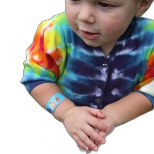 jewelry, vaporwave, child, tie-dye, outfit, sits, grass, bandage transparent PNG cut-out
