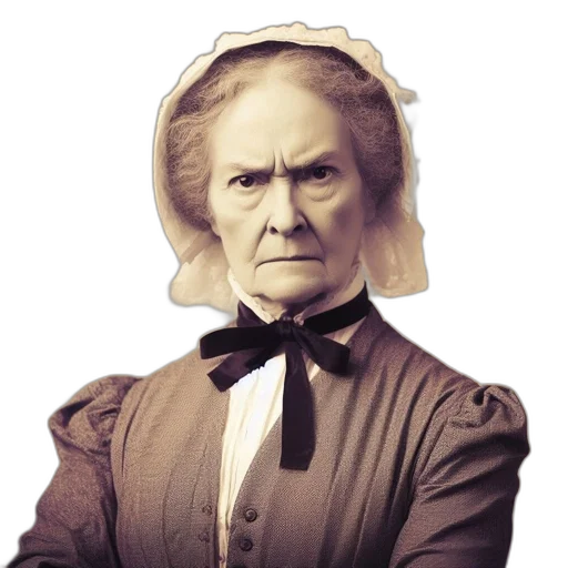 face, staff, elderly, woman, has, stern, visage, sepia transparent PNG cut-out